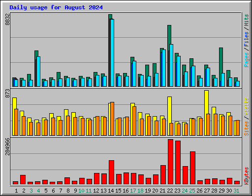 Daily usage for August 2024