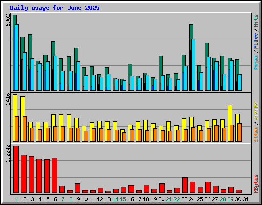 Daily usage for June 2025
